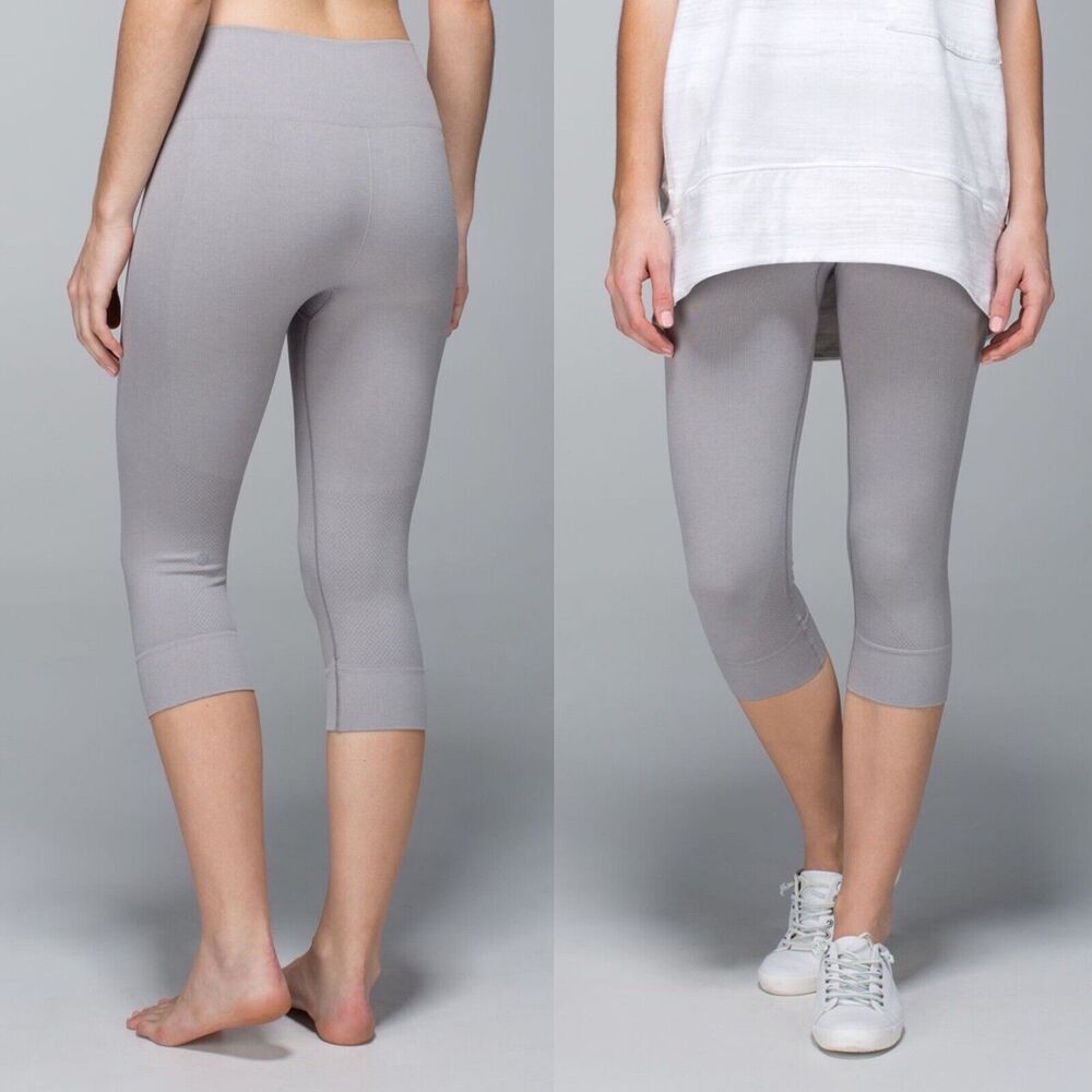Lululemon Size 4 Seamlessly Street Crop Heathered Medium Grey Leggings